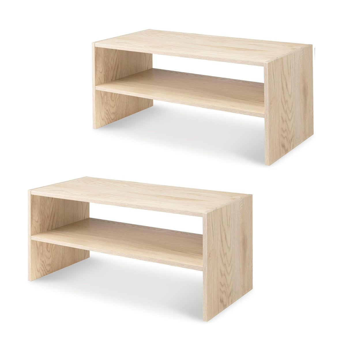 Whitmor Wood Stackable 2-Shelf Shoe Rack, White, 24 inches