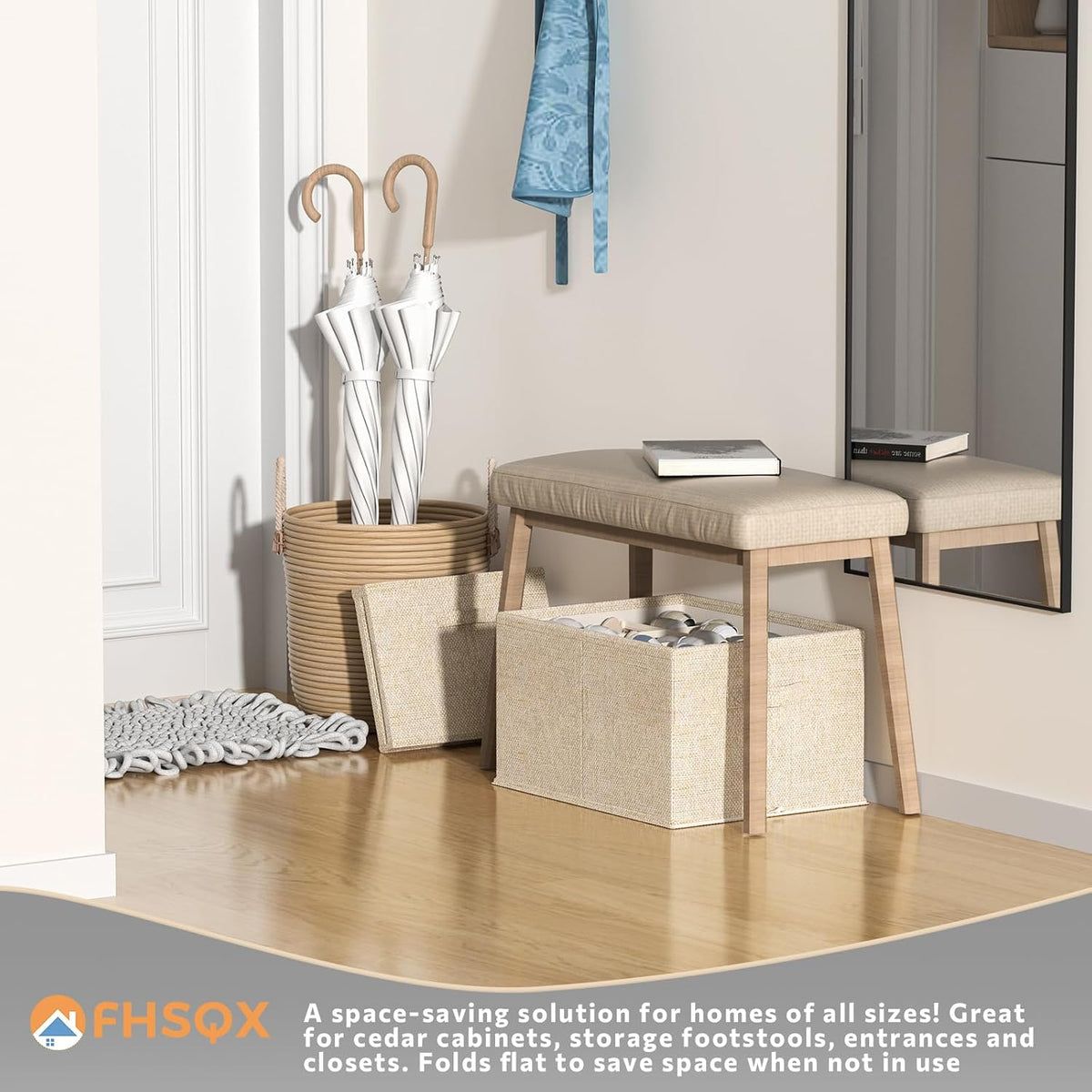 FHSQX 2 Pack Shoe Organizer for Closet,Foldable Shoe Organizer,Fits up to 24 Pairs,Storage Containers With Bottom Support for Shoes