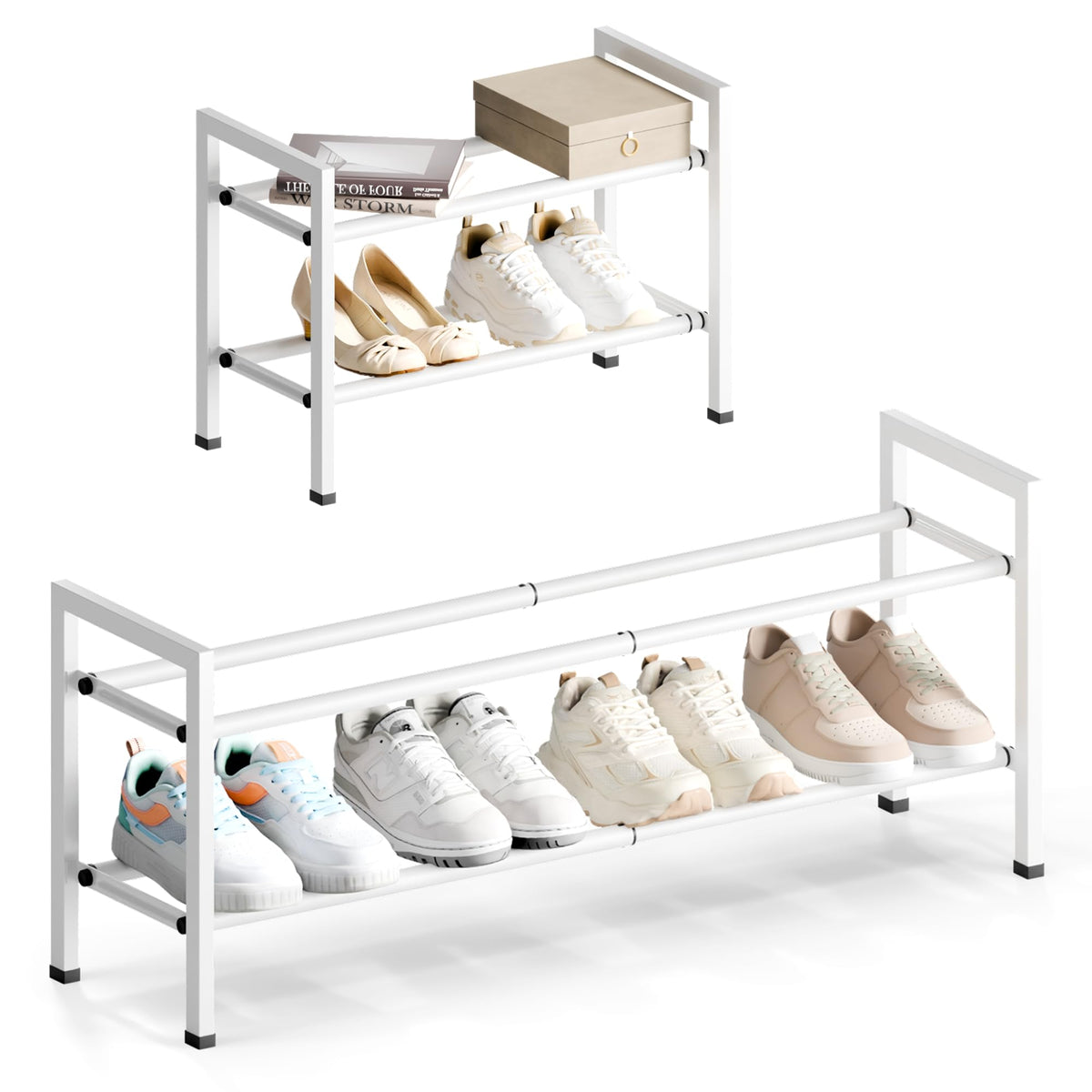Bumusty 3 Tier Expandable Shoe Rack for Closet, Black