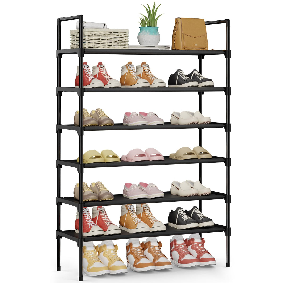 Kitsure Shoe Rack for Closet, Shoe Organizer, 27.6" Wide - 3 Tier, Black