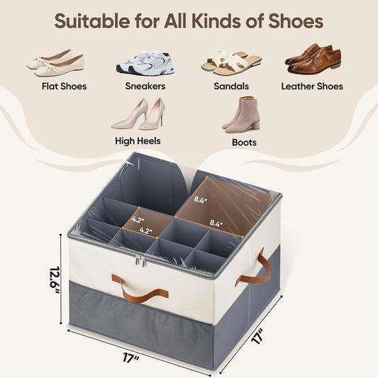 Shoe Organizer for Closet, Adjustable Storage Box Holds 32 Pairs