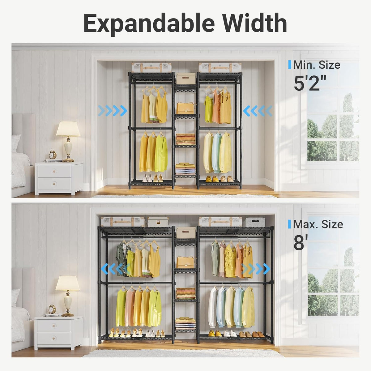 VIPEK X3 Expandable Heavy Duty Clothes Rack Closet Organizer System Black