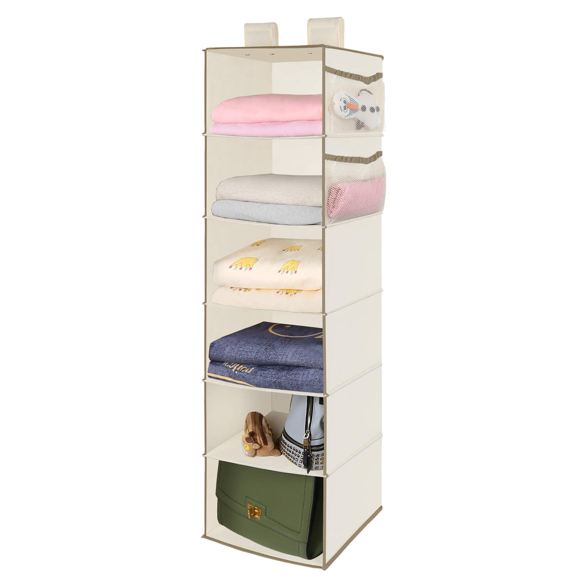MAX Houser 6 Tier Hanging Closet Organizer with 2 Sturdy Hooks, Grey