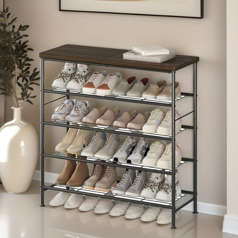4-Tier 5-Tier 6-Tier Metal Shoe Rack Organizer, Decorations For Home, 28.15" / 35.82" / 45.3" Large Stable Stackable Shoe Tower, Room Decor, Suitable For Entrance Wardrobes, Bedroom Garages, Space Saving