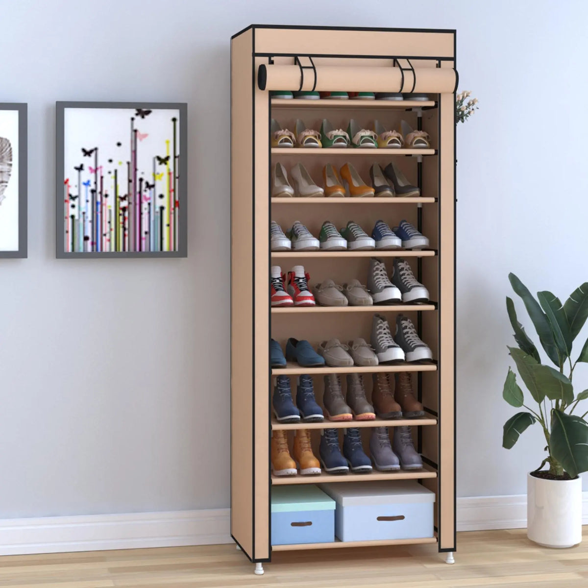 UDEAR 10 Layer Shoe Rack with 9 Compartments and Dust Cover Shoe Rack,Storage Rack Organiser #Summerwins#fathersdaygift#Summer garden