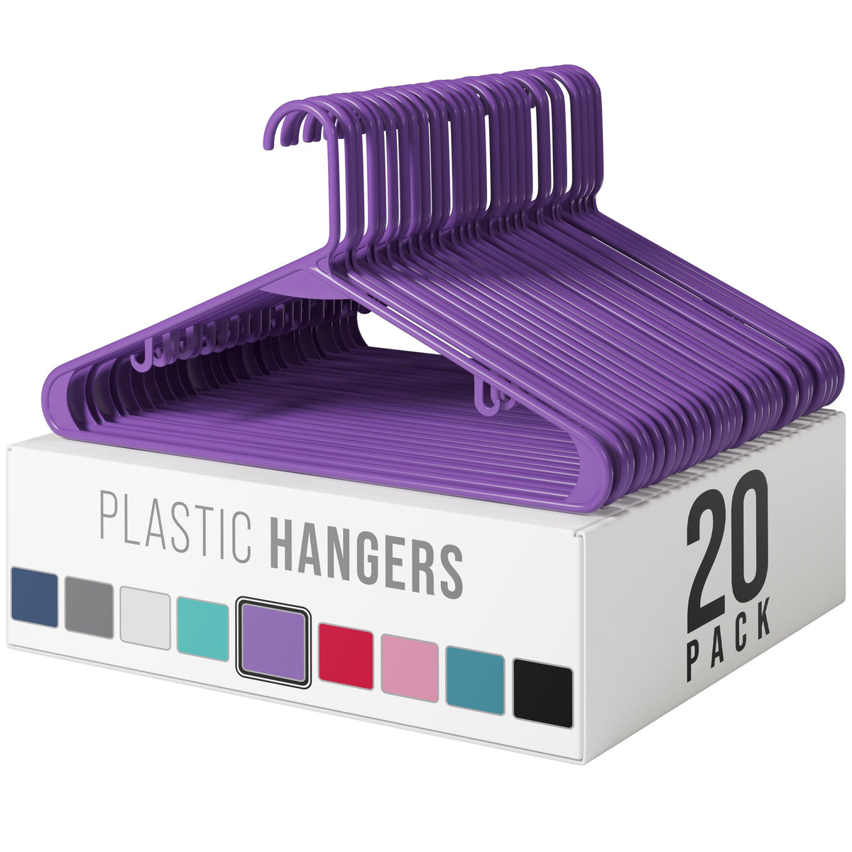 Plastic Hangers 20 Pack White - Clothes Hangers - Makes The Perfect Coat Hanger and General Space Saving Hangers for Closet and New Apartment Essentials - Percheros Ganchos para Colgar Ropa Hangars
