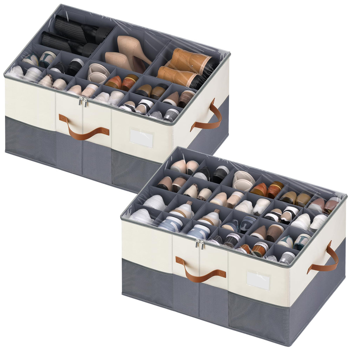 Shoe Organizer for Closet, Adjustable Storage Box Holds 32 Pairs