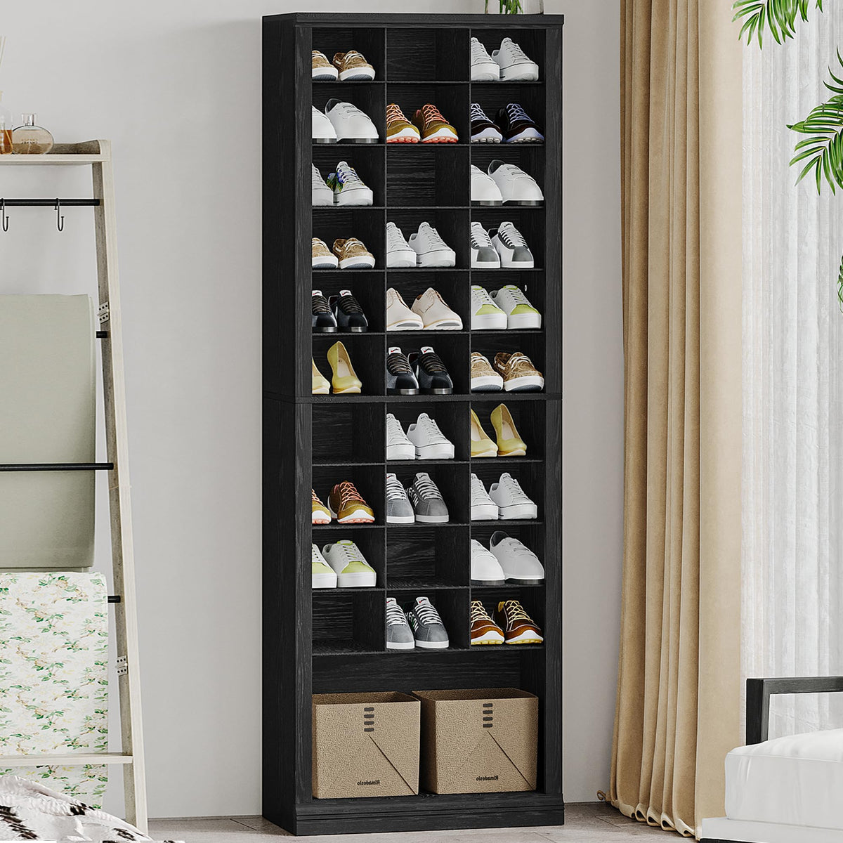 Hzuaneri 11 Tiers Shoe Storage Cabinet, Tall Shoes Cabinet with Cubby