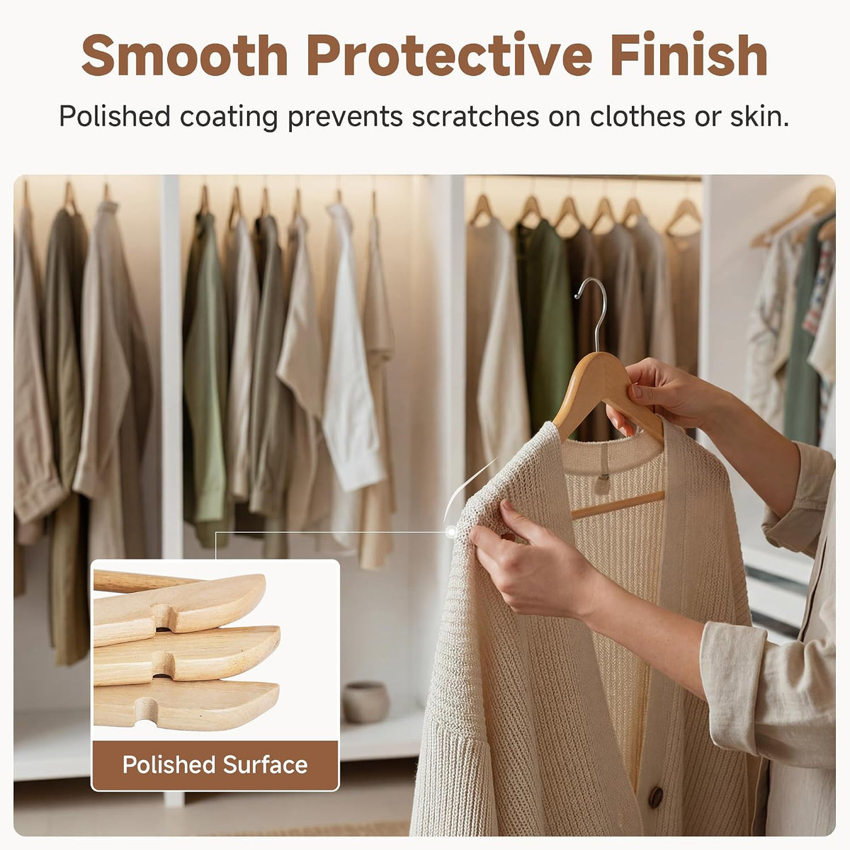 StorageWorks Wooden Coat Hangers, 30 Pack Wood Clothes Hanger for Closet