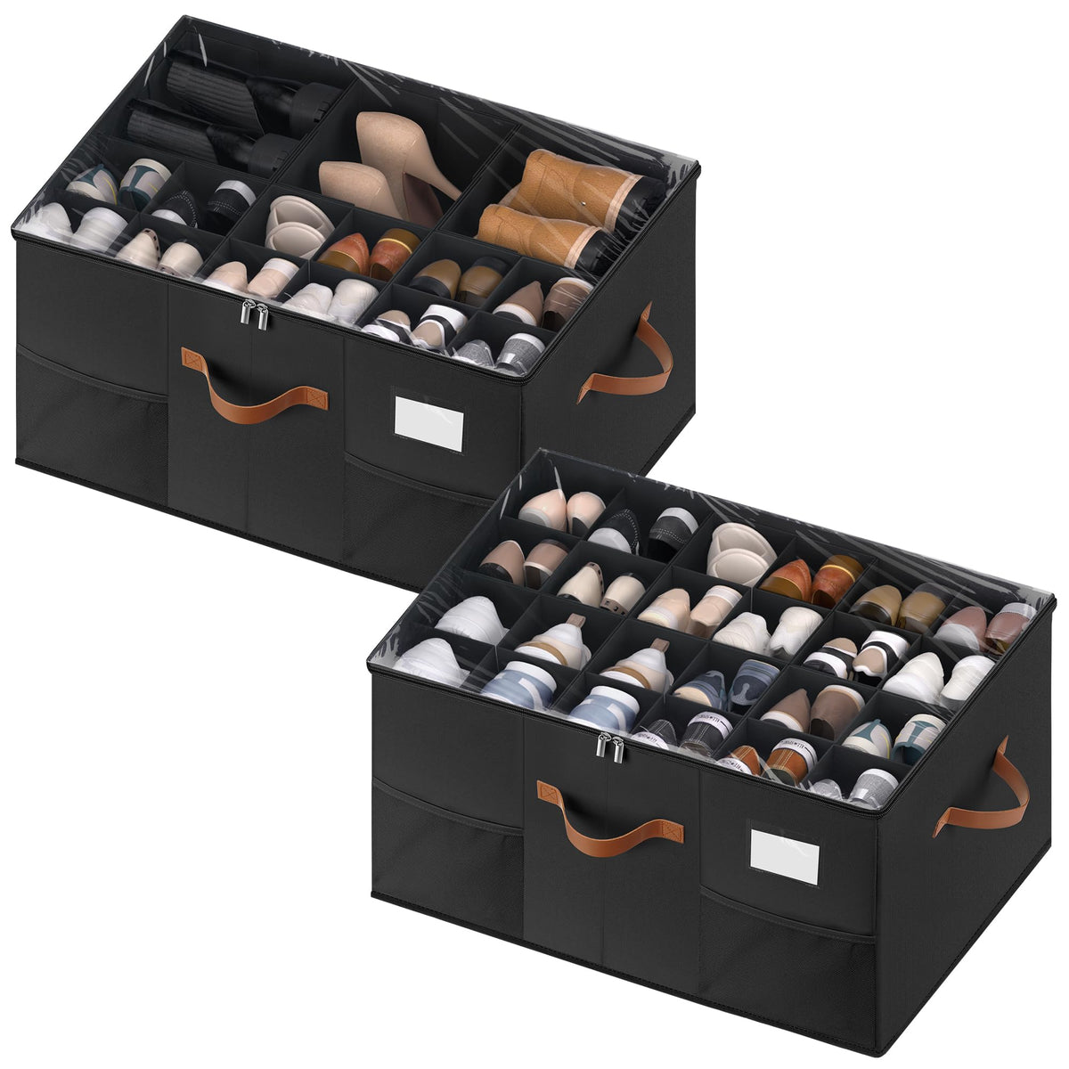 Shoe Organizer for Closet, Adjustable Storage Box Holds 32 Pairs