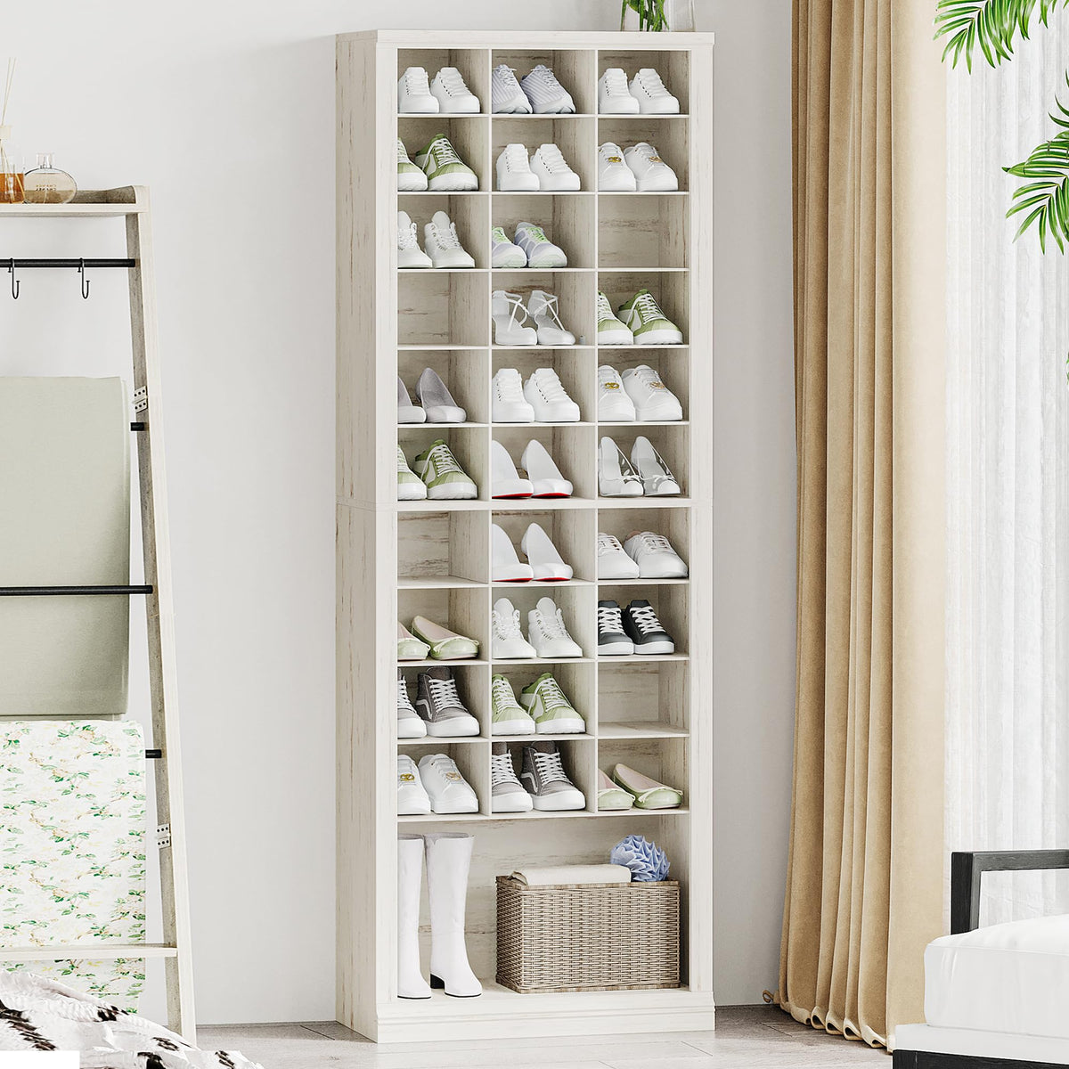Hzuaneri 11 Tiers Shoe Storage Cabinet, Tall Shoes Cabinet with Cubby
