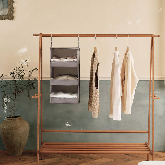 GRANNY SAYS 3-Shelf Hanging Closet Organizer, Foldable Storage, Gray