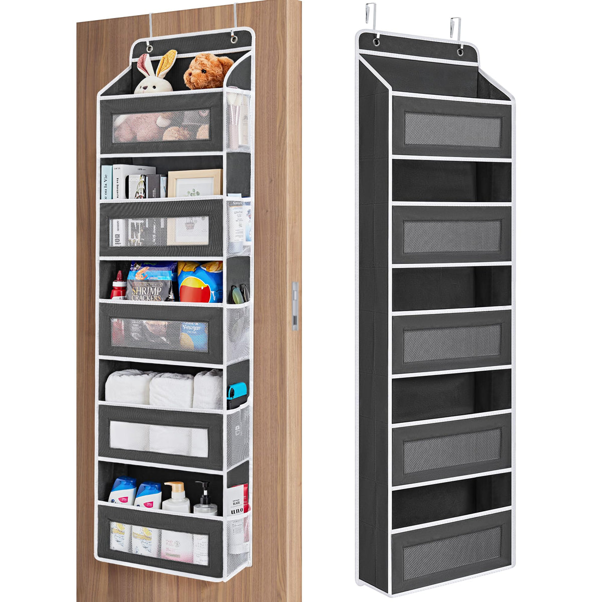 JARLINK Over the Door Organizer for Bedroom, Pantry Bathroom, 5 Shelf Beige