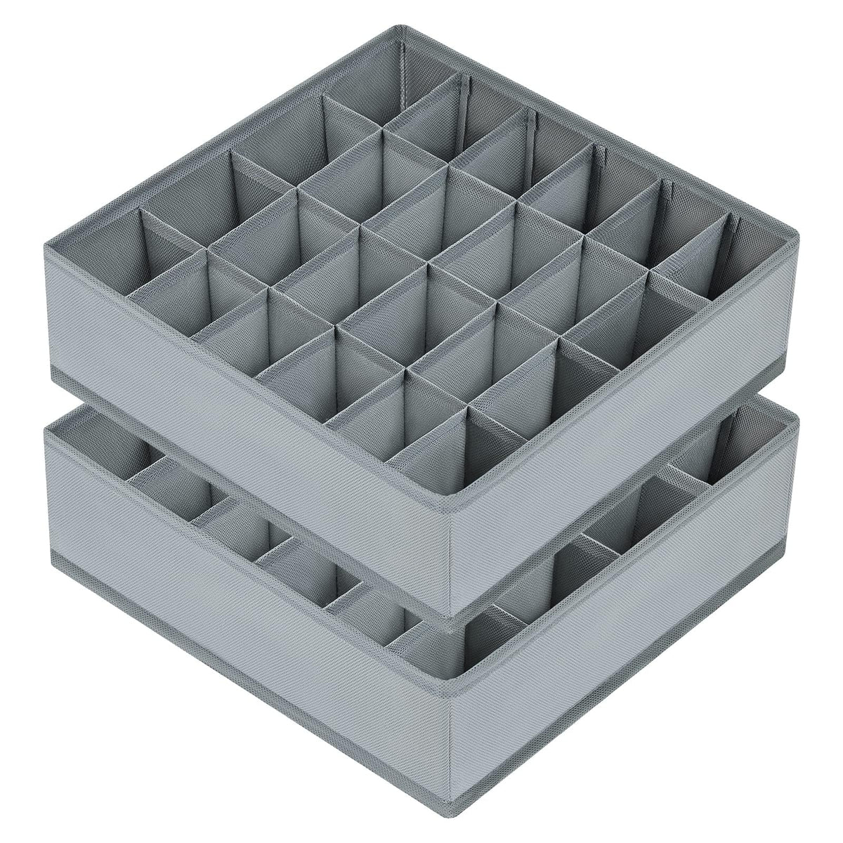 joyoldelf Sock Drawer Organizer Divider 2 Packs Underwear Organizer, 24 Cell Closet Organizers and Storage Organizer Sock Holders Organizers for Storing Socks, Handkerchiefs, Ties, Belts (Grey)