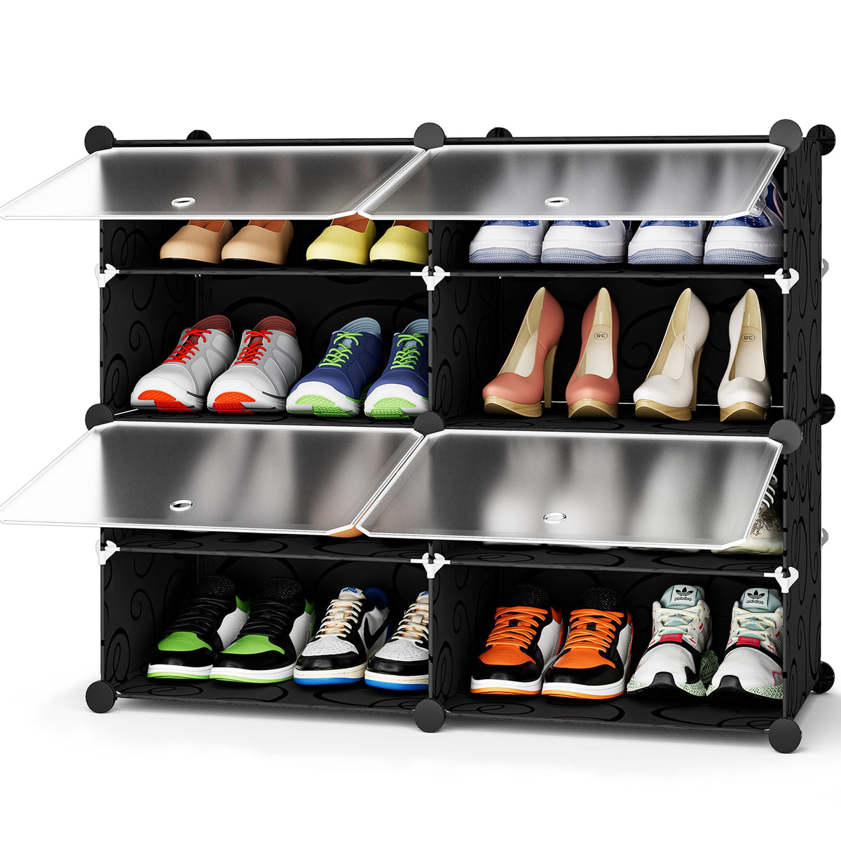 HOMIDEC Shoe Rack Organizer 32 Pair Modular Shoe Storage Cabinet for Closet