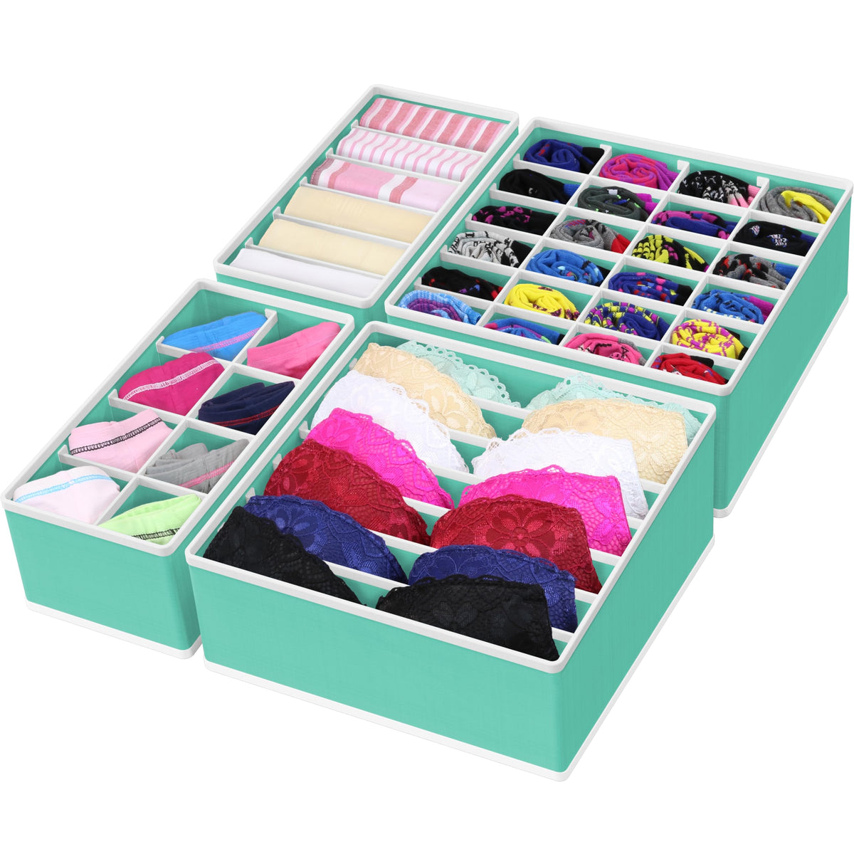 Simple Houseware 4-Pack Drawer Organizer Set for Underwear/Socks/Bra, Gray