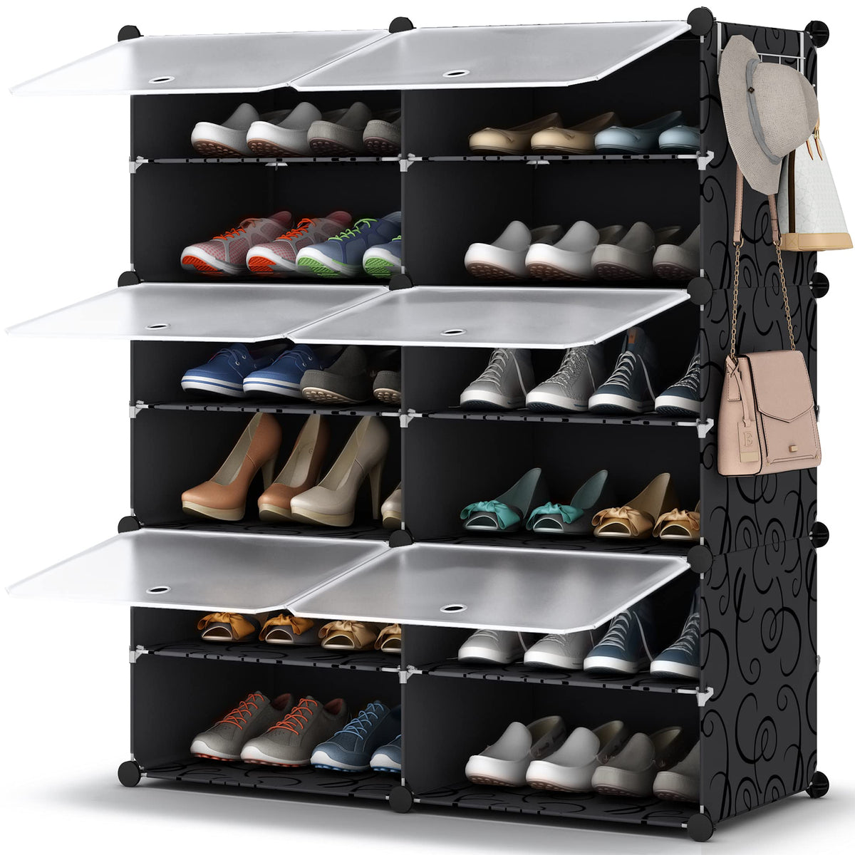 HOMIDEC Shoe Rack Organizer 32 Pair Modular Shoe Storage Cabinet for Closet
