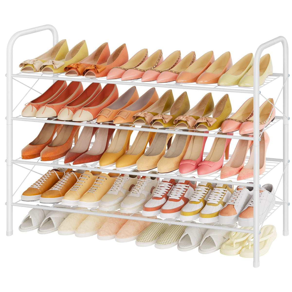 Hoctieon 3 Tier Durable Mesh Style Shoe Rack, Entryway Shoe Shelf, Shoe Rack FreeStanding, Shoe Storage Organizer, Shoe Rack for Closet, Space Save For bathroom, Hallway, Bedroom, Living Room, White