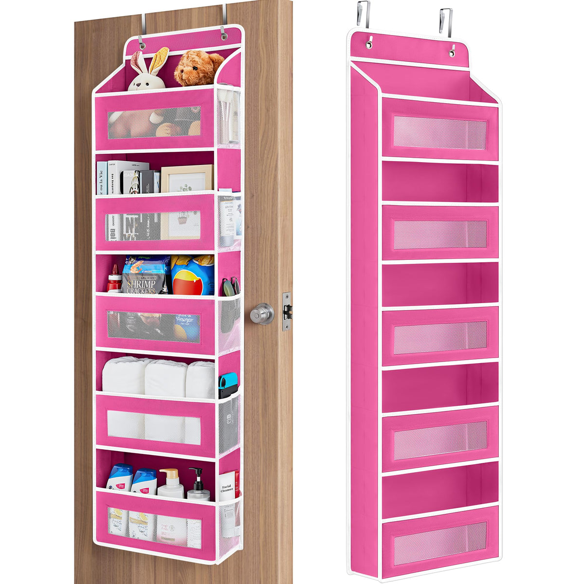 JARLINK Over the Door Organizer for Bedroom, Pantry Bathroom, 5 Shelf Beige