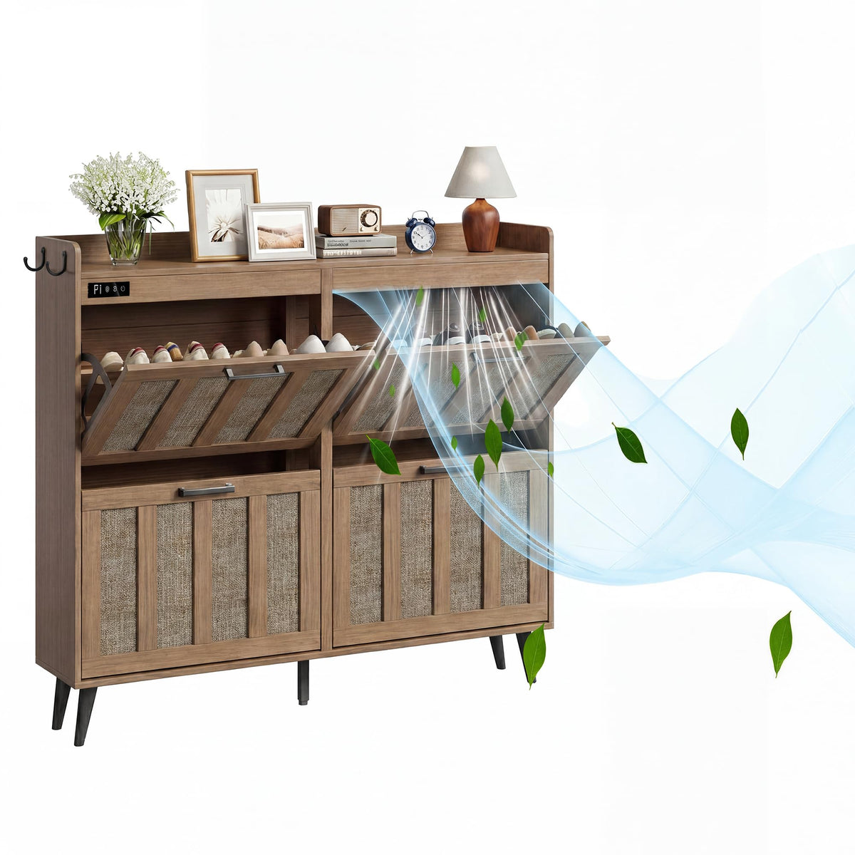 ChooChoo Shoe Storage Cabinet with 2 Flip Drawers and Deodorizer