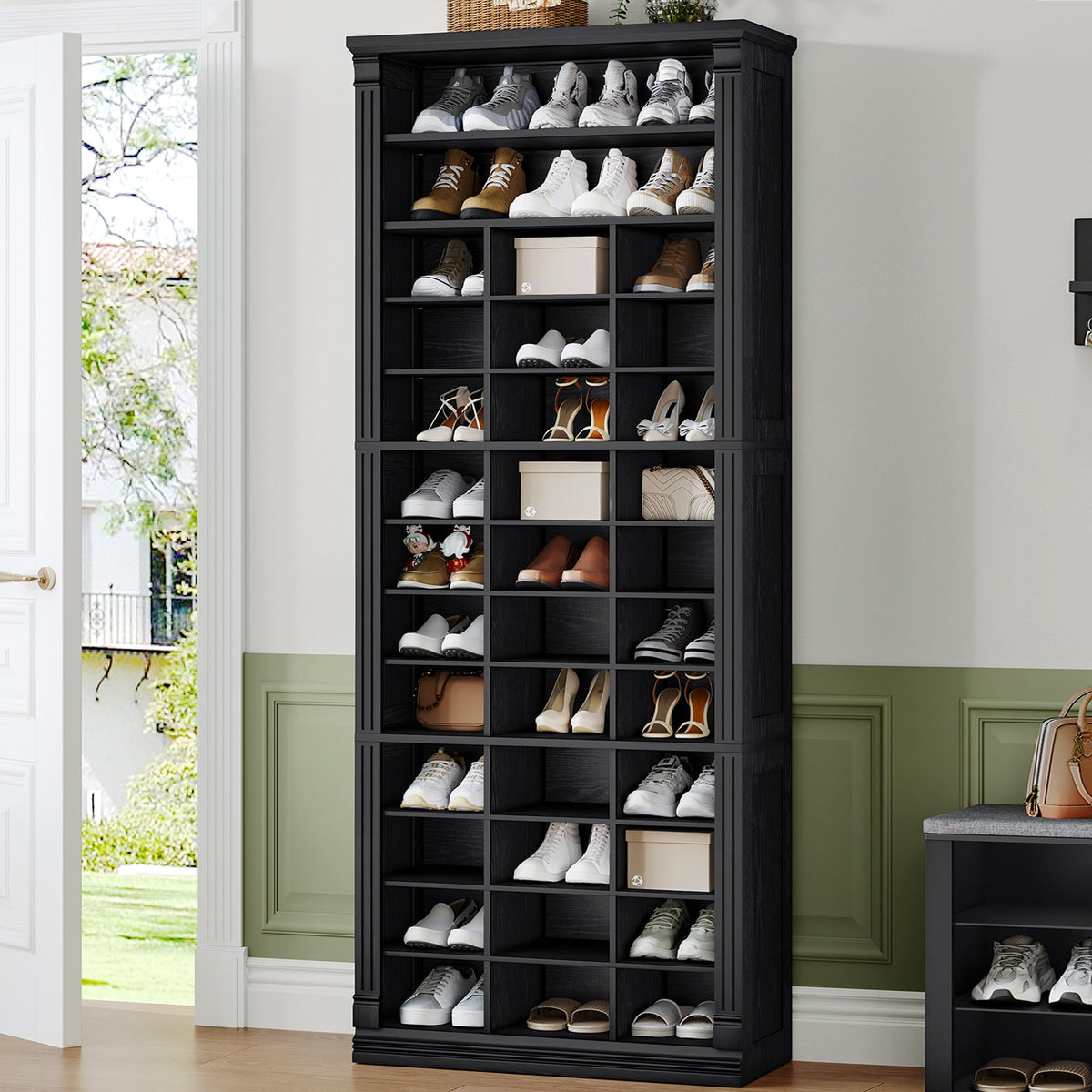 Hzuaneri 13 Tiers Shoe Storage Cabinet, Tall Shoe Cabinet with Cubby