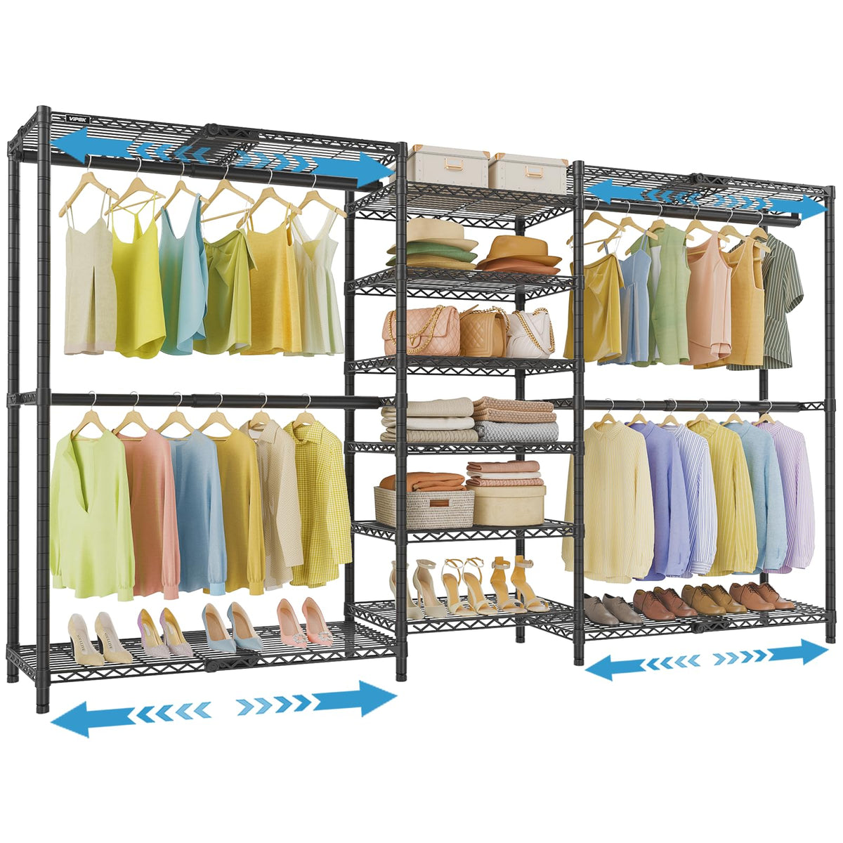 VIPEK X3 Expandable Heavy Duty Clothes Rack Closet Organizer System Black