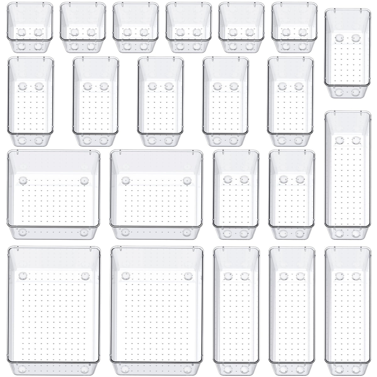 SMARTAKE 13-Piece Drawer Organizers with Non-Slip Silicone Pads, 5-Size