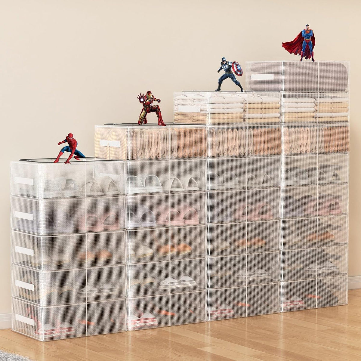 3 Pack Clear Shoe Closet Organizer for Boots Sneaker, 15.8" x 11.8" x 6"