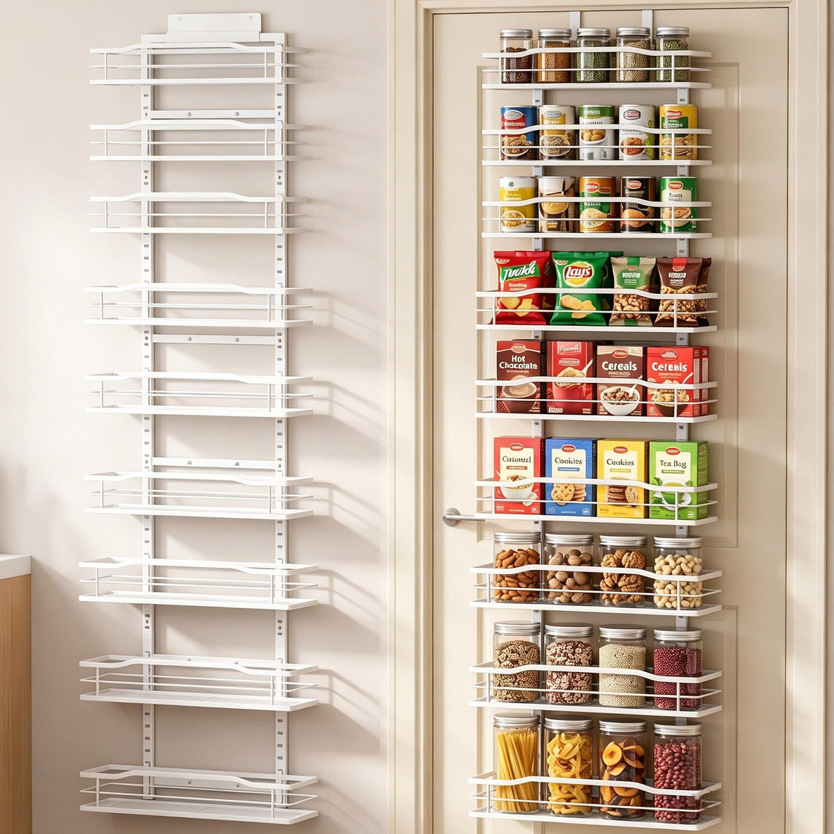 Moforoco 9-Tier Over The Door Pantry Organizer, Pantry Organization and Storage, Black Hanging Basket Wall Spice Rack Seasoning Shelves, Home & Kitchen Bedroom Bathroom House Essentials