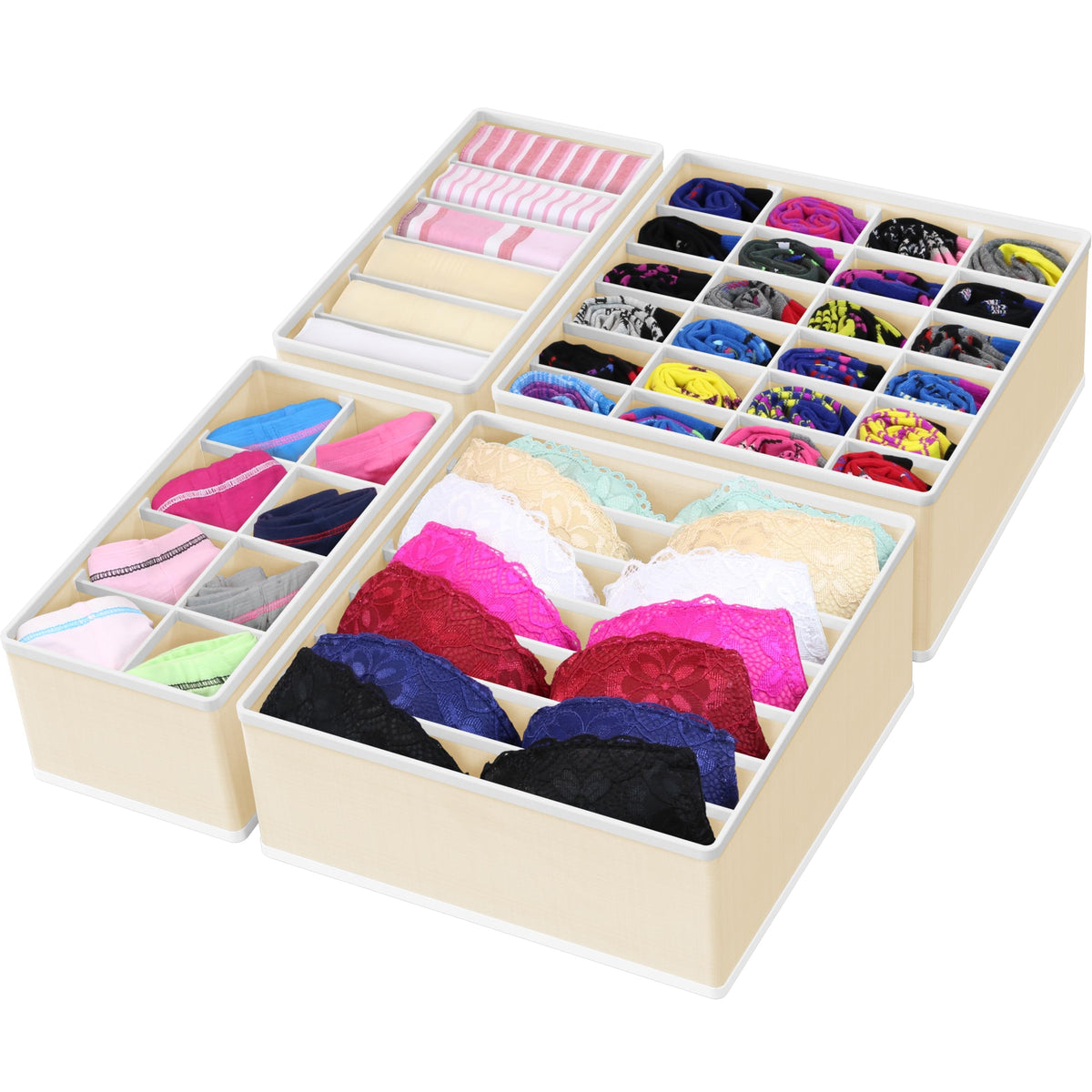 Simple Houseware 4-Pack Drawer Organizer Set for Underwear/Socks/Bra, Gray