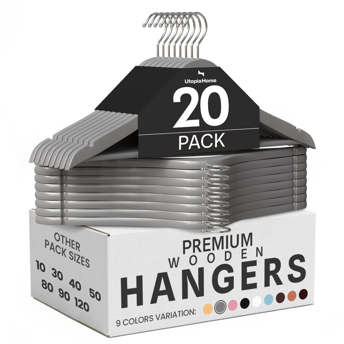 Utopia Home Wooden Hangers 20 Pack – Slim Suit Hangers Natural