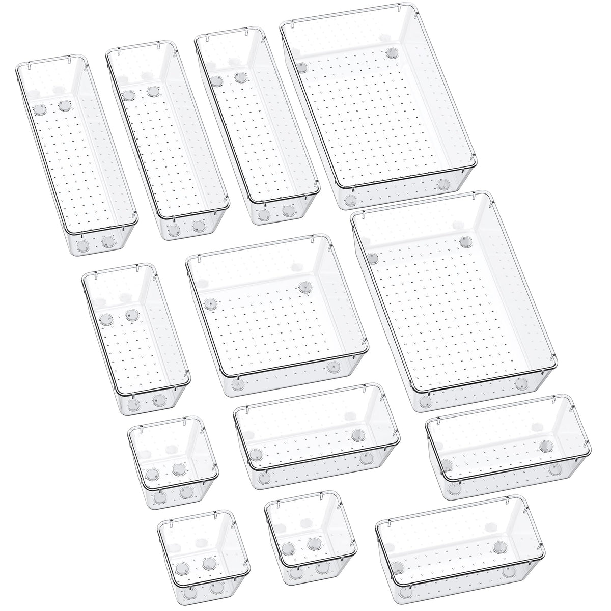 SMARTAKE 13-Piece Drawer Organizers with Non-Slip Silicone Pads, 5-Size