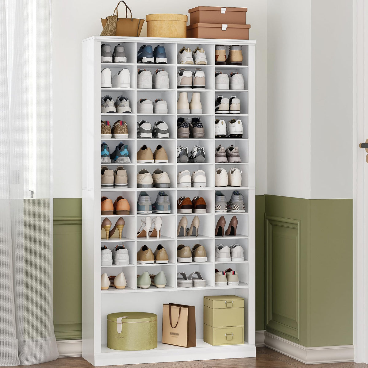 Hzuaneri 11 Tiers Shoe Storage Cabinet, Tall Shoes Cabinet with Cubby