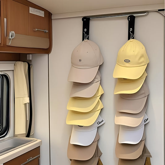 Summer Stainless Steel Hat Rack with 8 Clips - Holds 16 Baseball Caps, Summer Hat and Clothing Storage, Decoration - Multi-functional Non-electric Hat Organizer for Home Use, Suitable for Wardrobes