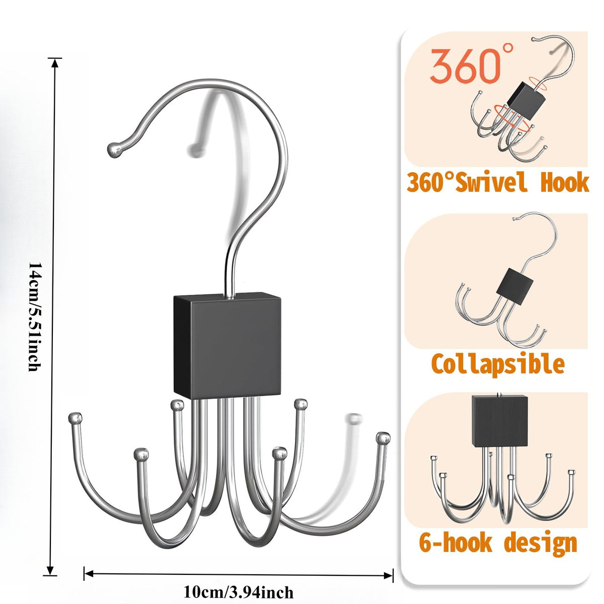 1pc Vest-Style Hanger, Bra Hanger - 360° Rotatable Hook Holds 36 Items, Space-Saving Wardrobe Organizer for Vests, Bras, Scarves, Wallets, Etc. Bra Storage Wardrobe