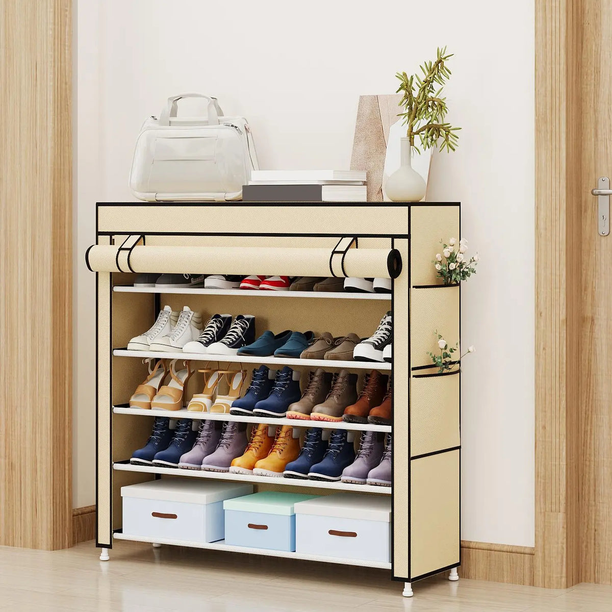 UDEAR 10 Tier Shoe Rack 9 Grids with Dustproof Cover,Adjustable Standing Shelf, High Storage Rack#Summerwins