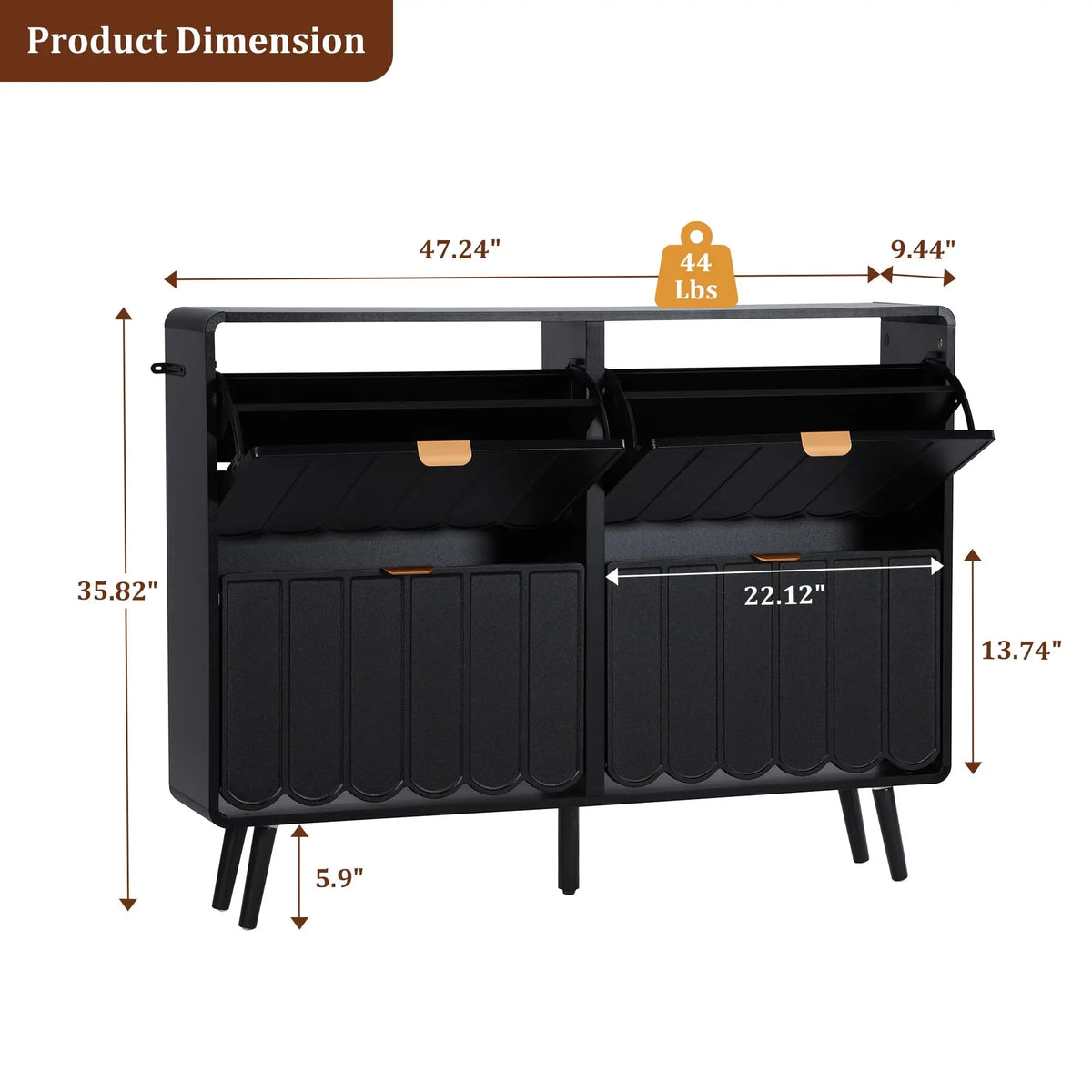 Giratree Shoe Storage Cabinet for Entryway with 2 4 Flip Drawers, Freestanding Narrow Wood Shoe Cabinet with Wave Panel, Hidden Shoe Organizer for Foyer, Hallway