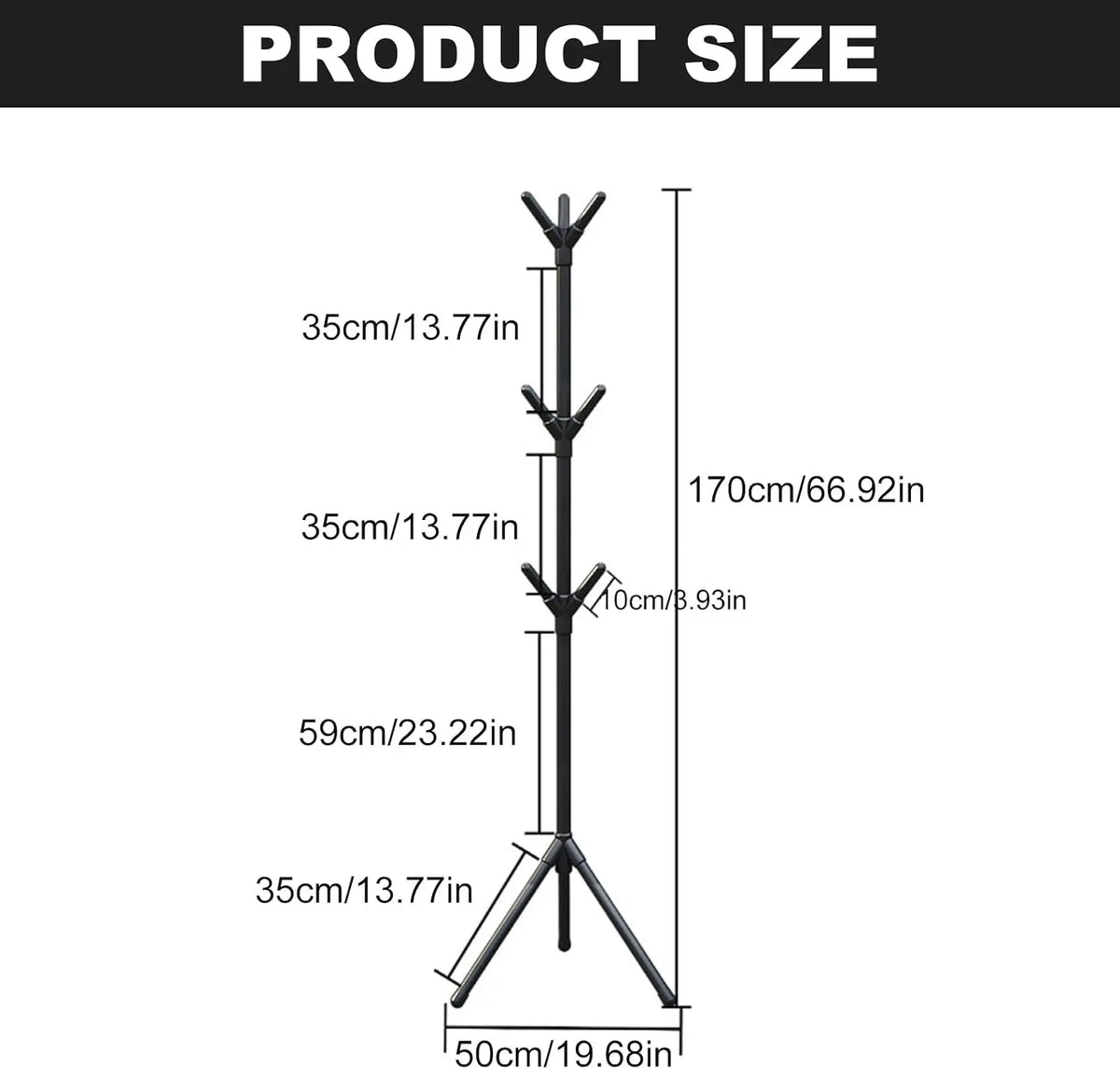 Tree Shaped Freestanding Coat Rack with Metal Frame, Entryway Rack with Multiple Hooks for Bedroom Home Organization