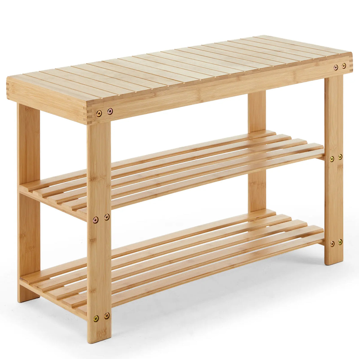 【Deal】3-Layer Natural Bamboo Rectangle Shoe Rack Organizer for Shoe Organization, Sturdy Freestanding Floor Cabinet-Rack, 286lb Max Capacity, 11.3x27.6x17.8in, Easy to Clean, Includes Instructions & Installation Aid, Ideal for Entryway, Bedroom