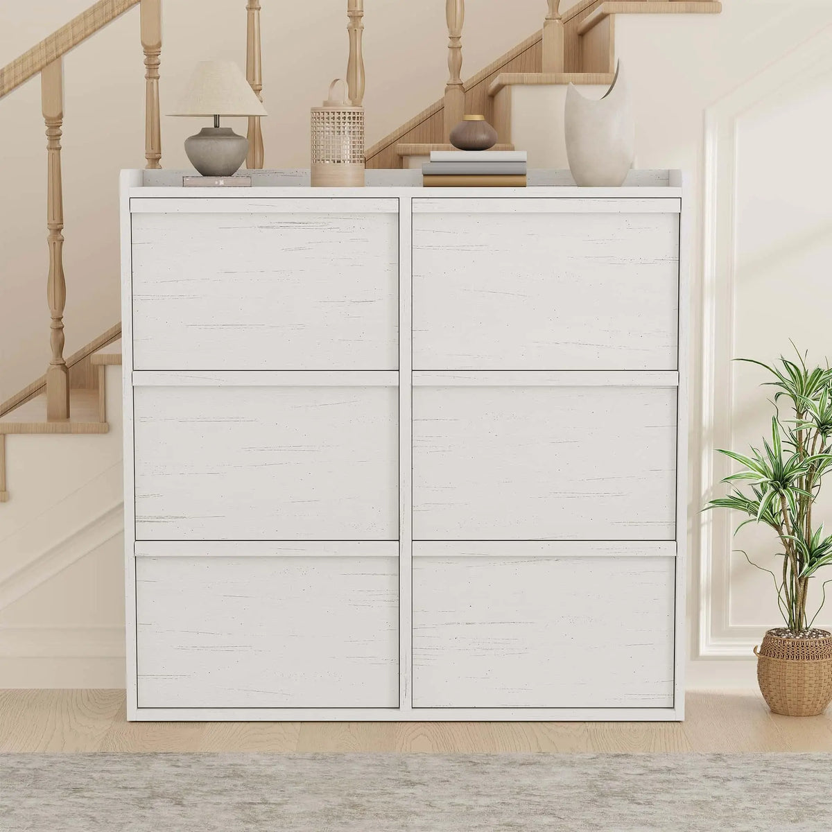 ZR-Garvee Tilt-out drawers Shoe Cabinet with 3 Flip Drawers, Space-saving,22 styles,Adjustable Shelf, Save space,Modern ,Hidden Shoe Storage Organizer for Entryway,aisle cabinet, Hallway and Living Room
