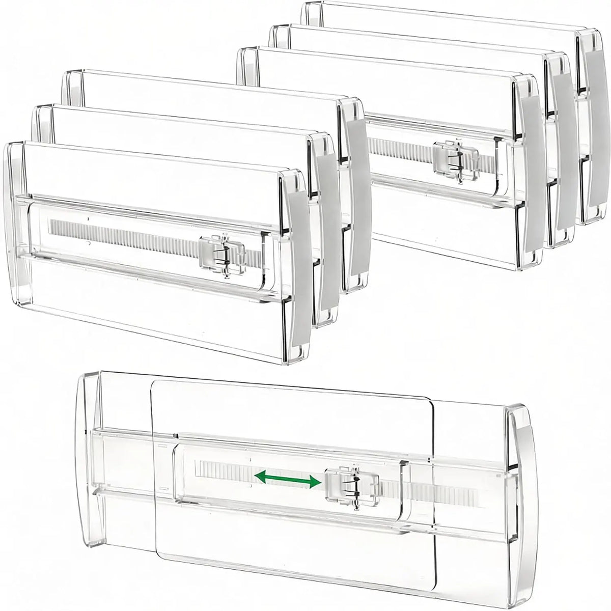 Littleox 6 Pack Adjustable Drawer Dividers Clear Expandable Dresser Organizers Transparent Drawer Separators for Clothes Underwear Cosmetics Kitchen