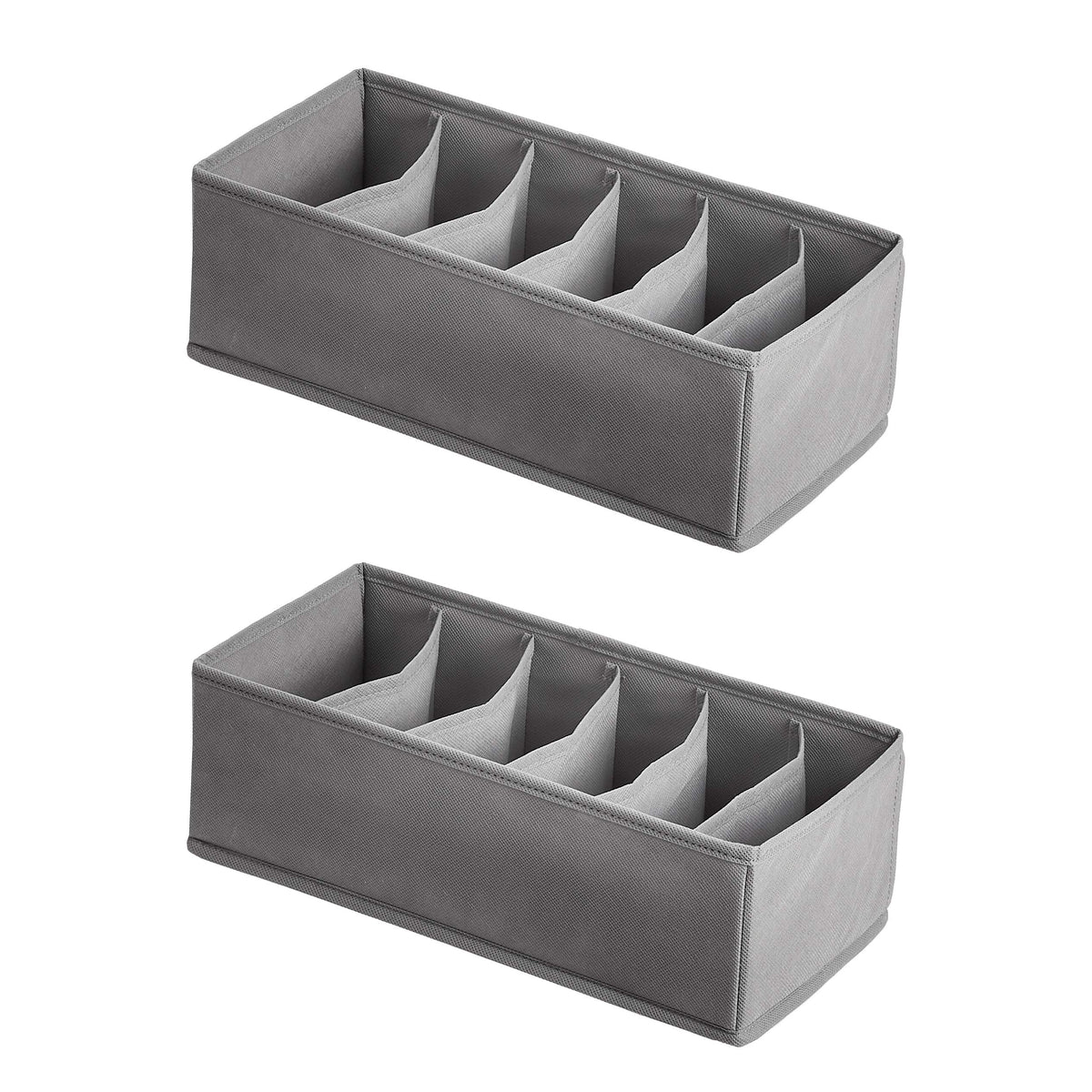 Amazon Basics Collapsible Cloth Drawer Organizer Boxes for Socks, Underwear and Baby Clothes, Storage Bins, Gray, Set of 6