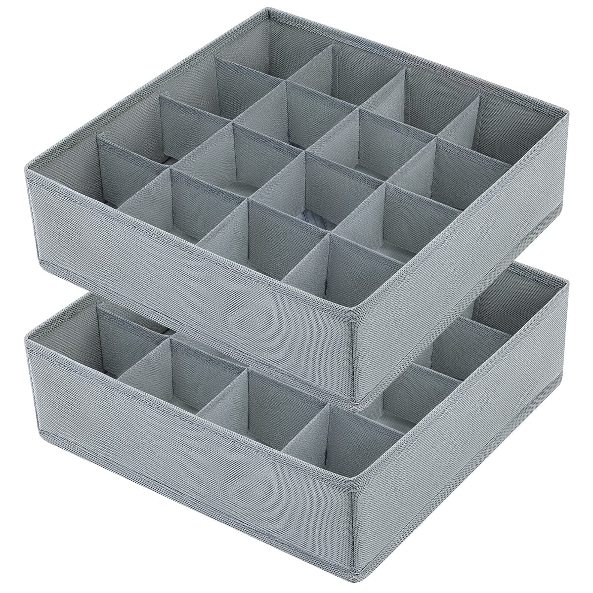 joyoldelf Sock Drawer Organizer Divider 2 Packs Underwear Organizer, 24 Cell Closet Organizers and Storage Organizer Sock Holders Organizers for Storing Socks, Handkerchiefs, Ties, Belts (Grey)