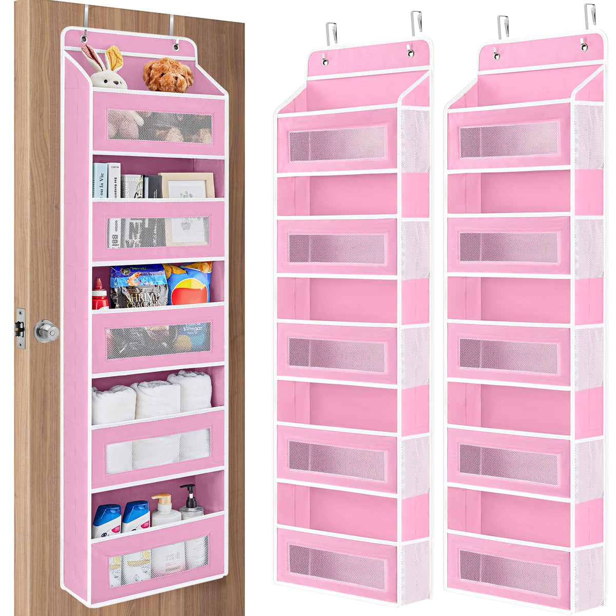 JARLINK Over the Door Organizer for Bedroom, Pantry Bathroom, 5 Shelf Beige