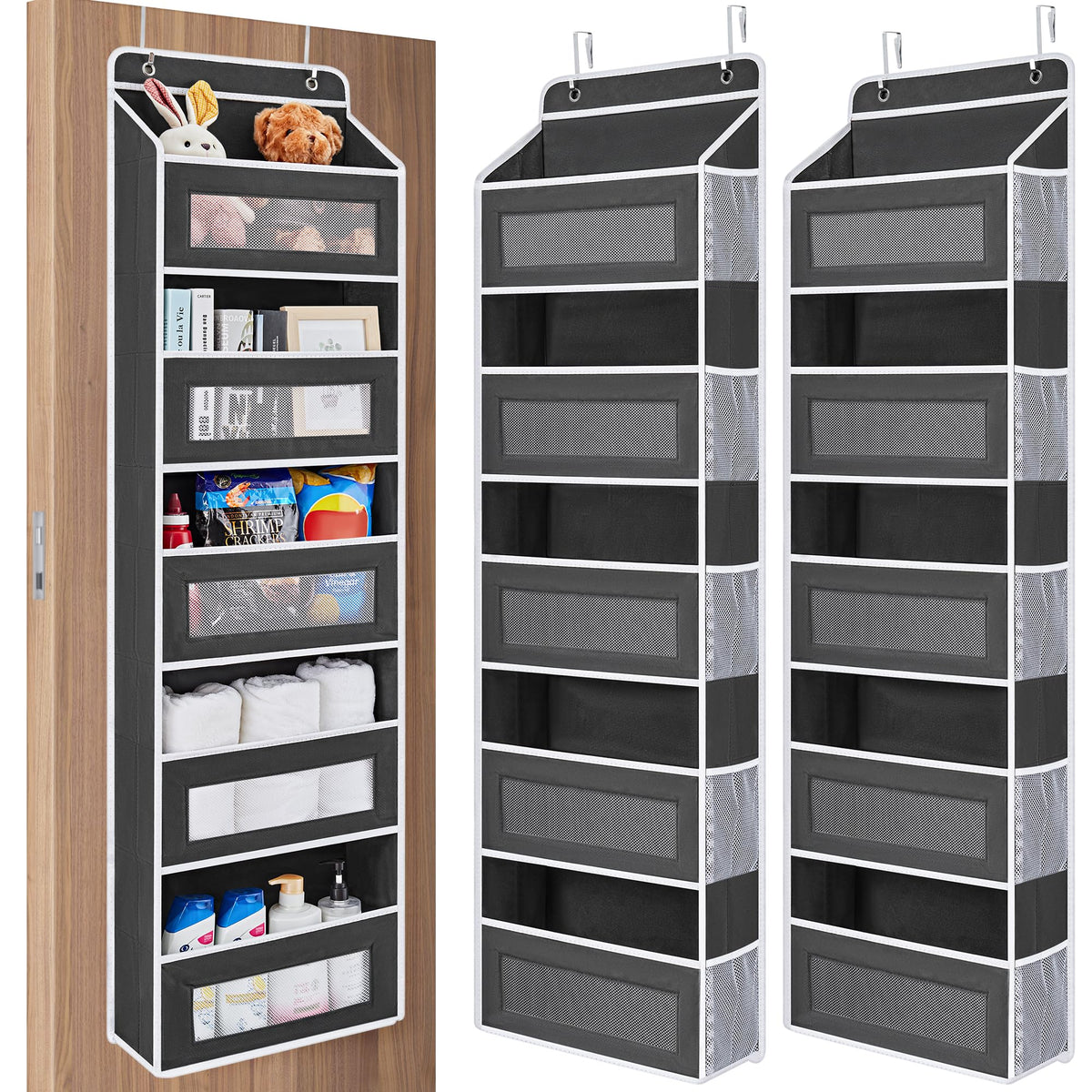JARLINK Over the Door Organizer for Bedroom, Pantry Bathroom, 5 Shelf Beige