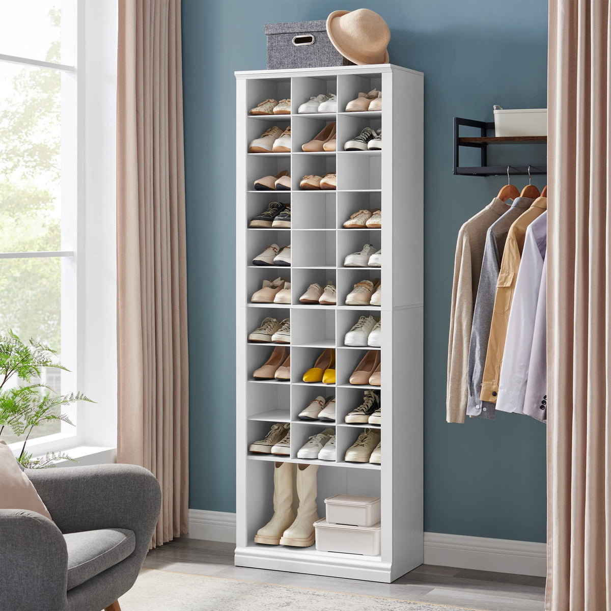 Hzuaneri 11 Tiers Shoe Storage Cabinet, Tall Shoes Cabinet with Cubby