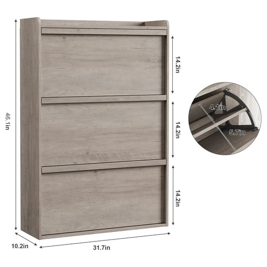 ZR-Garvee Tilt-out drawers Shoe Cabinet with 3 Flip Drawers, Space-saving,22 styles,Adjustable Shelf, Save space,Modern ,Hidden Shoe Storage Organizer for Entryway,aisle cabinet, Hallway and Living Room