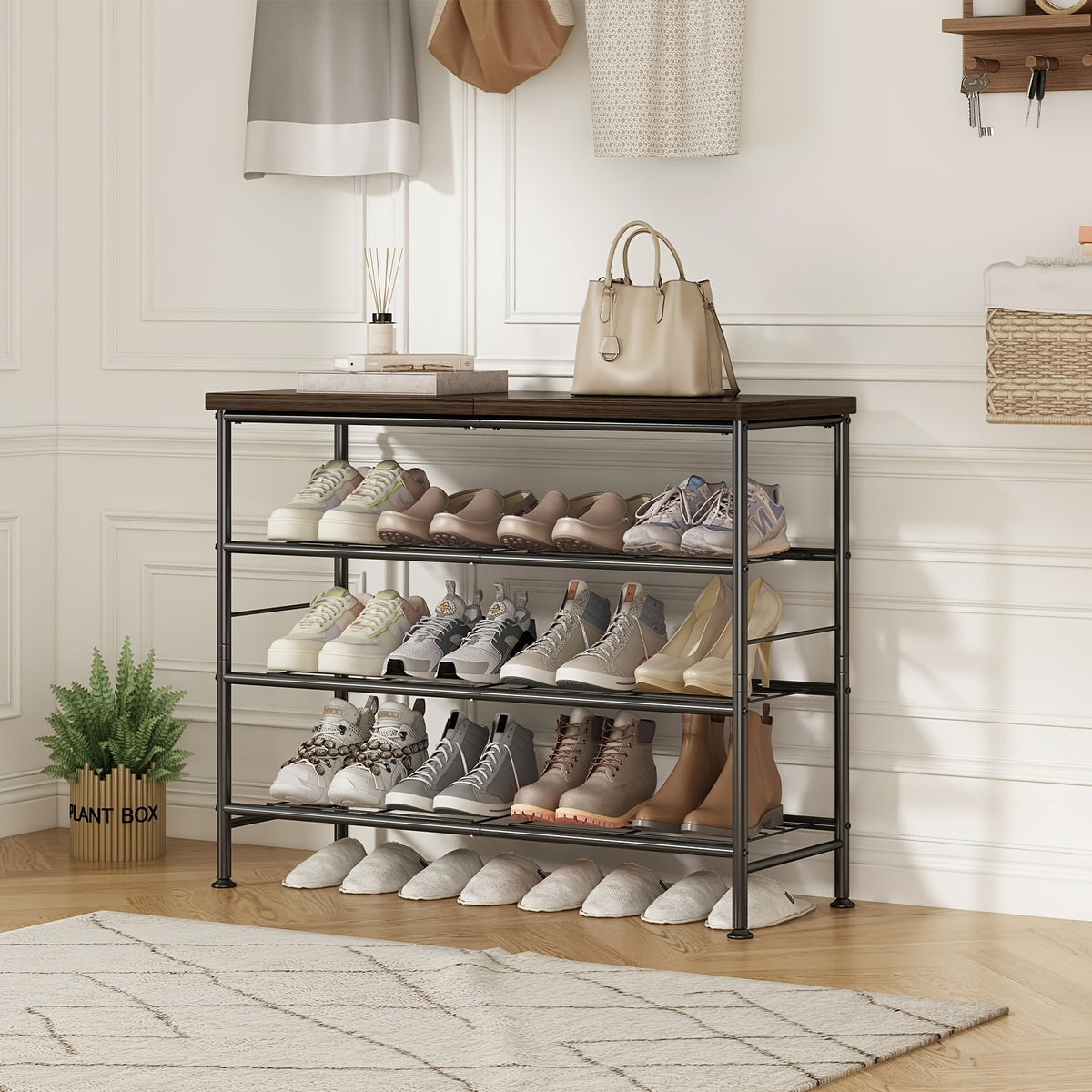 4-Tier 5-Tier 6-Tier Metal Shoe Rack Organizer, Decorations For Home, 28.15" / 35.82" / 45.3" Large Stable Stackable Shoe Tower, Room Decor, Suitable For Entrance Wardrobes, Bedroom Garages, Space Saving