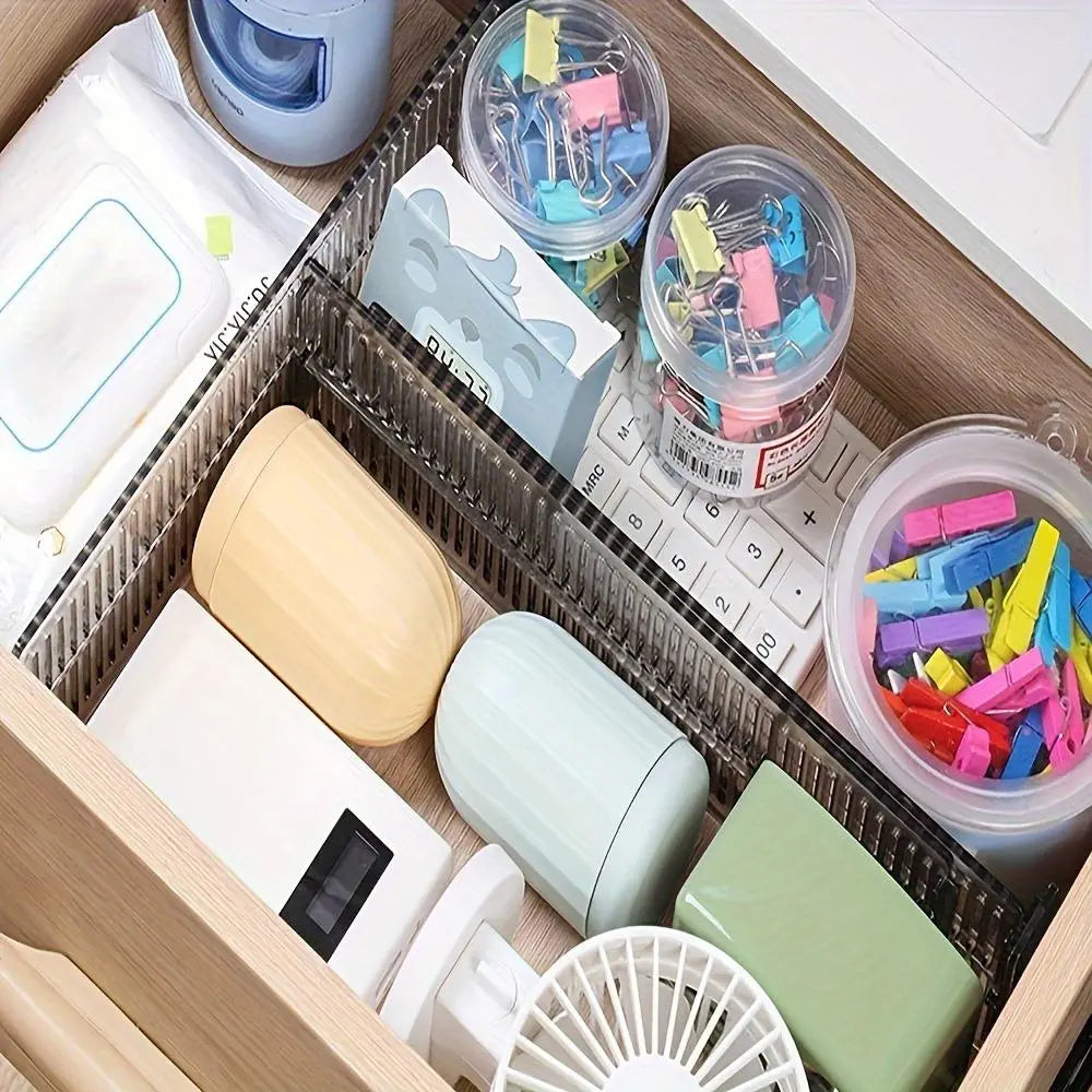 Adjustable Drawer Divider, 2 Counts Expandable Drawer Organizer, Durable Plastic Drawer Storage Divider for Underwear, Socks, Home Storage, Dresser Storage Organizer, Adjustable Dividers