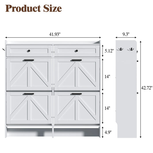 Shoe Cabinet with 4 Flip Drawers & 2 Storage Drawers, Rustic Farmhouse Narrow Shoe Organizer Cabinet, Slim Shoe Rack Cabinet, Shoe Storage Cabinet for Entryway, Hallway, Front Door fathers day gift ideas,dorm essentials,home decor